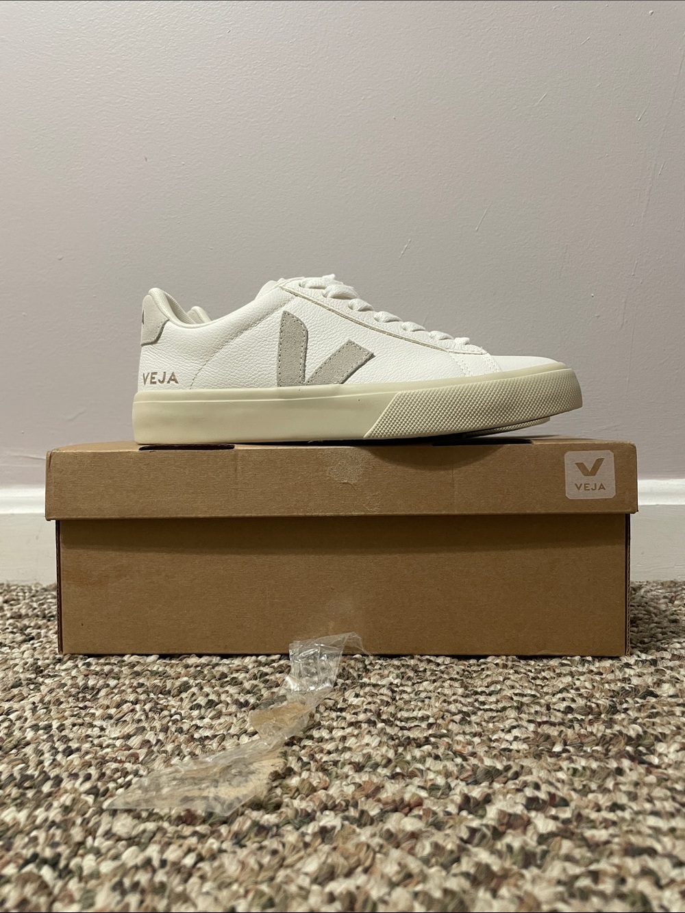 Veja Women’s Campo Leather Sneaker in Extra White/Natural Suede